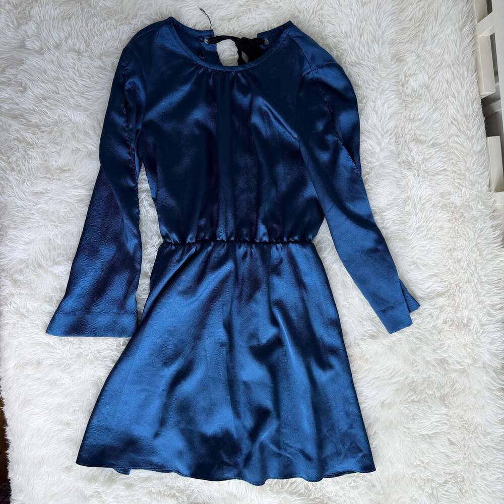 Rachel Rachel Roy Blue Textured Long Sleeve Mini Dress Size S